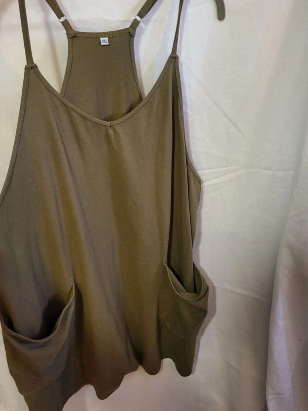 Women’s Sleeveless Pocket Jumpsuit Romper —Olive